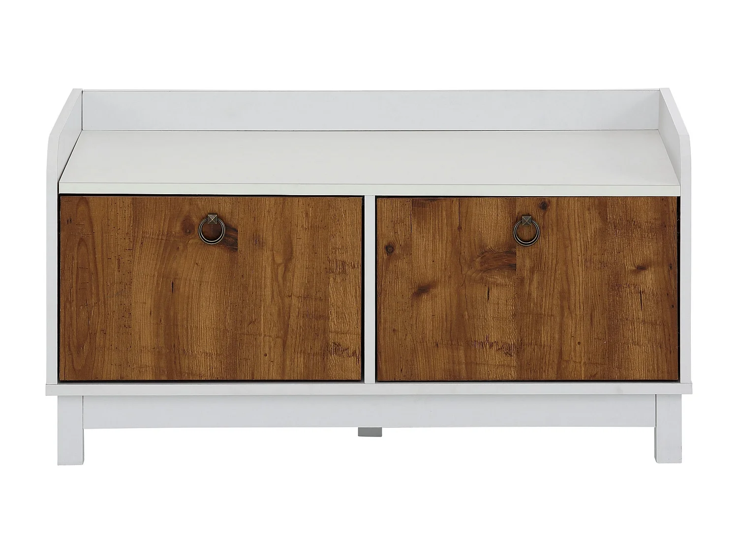 Bank mit 2 Türen in MDF-Weiß und Pazifischer Eiche