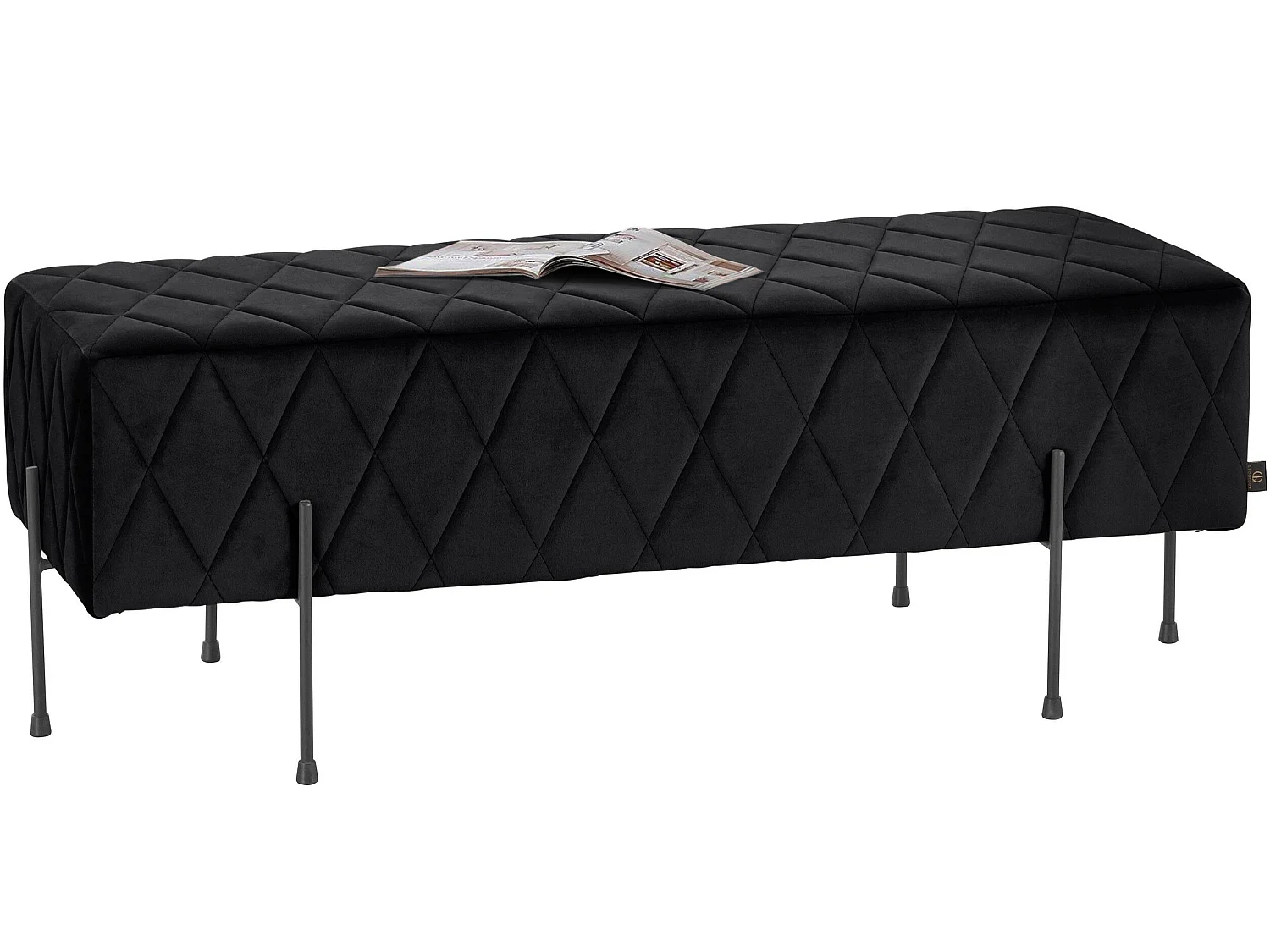 Panca imbottita in velluto nero