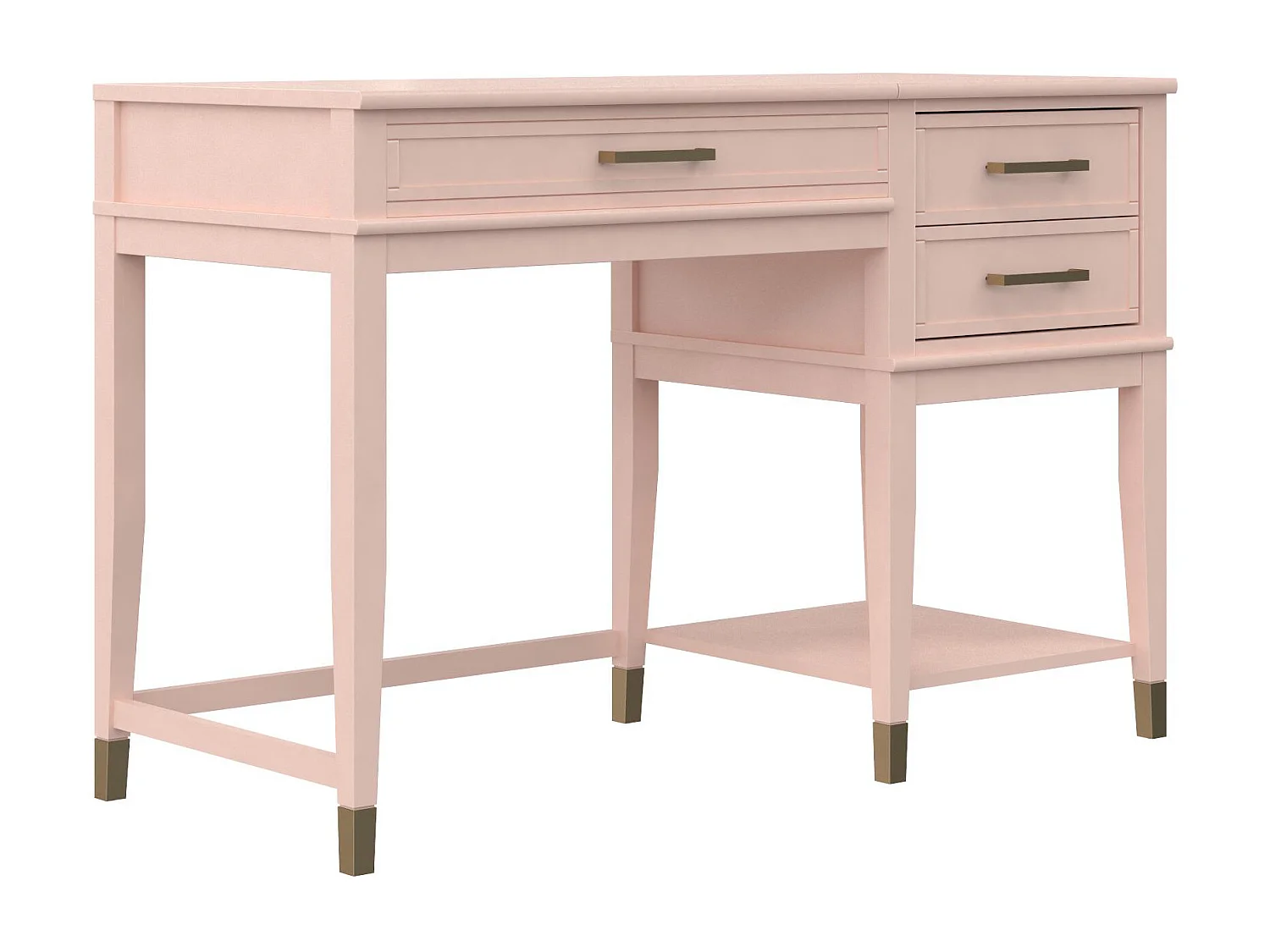 Computertisch mit Hubplatte in MDF-Rosa