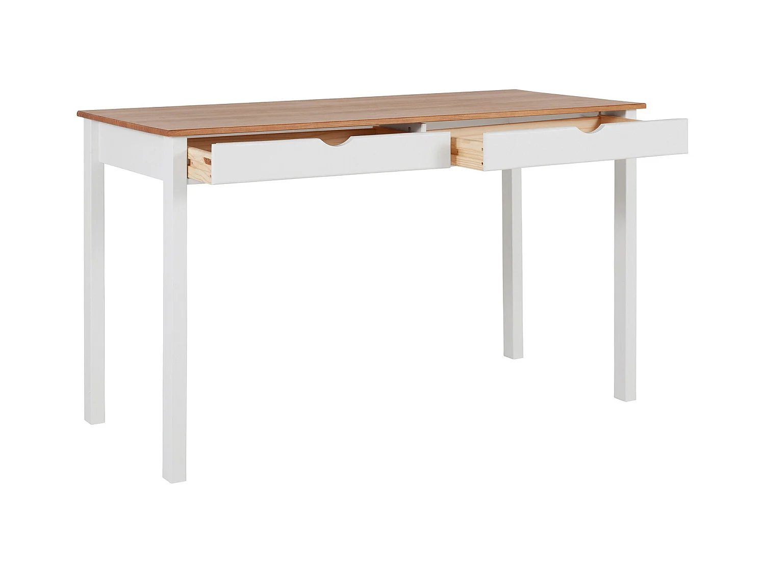 Gava | Secretária com 2 Gavetas em Pinho Branco e Nature