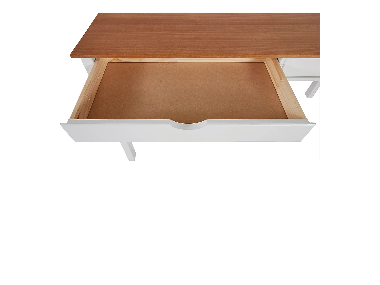 Gava | Secretária com 2 Gavetas em Pinho Branco e Nature