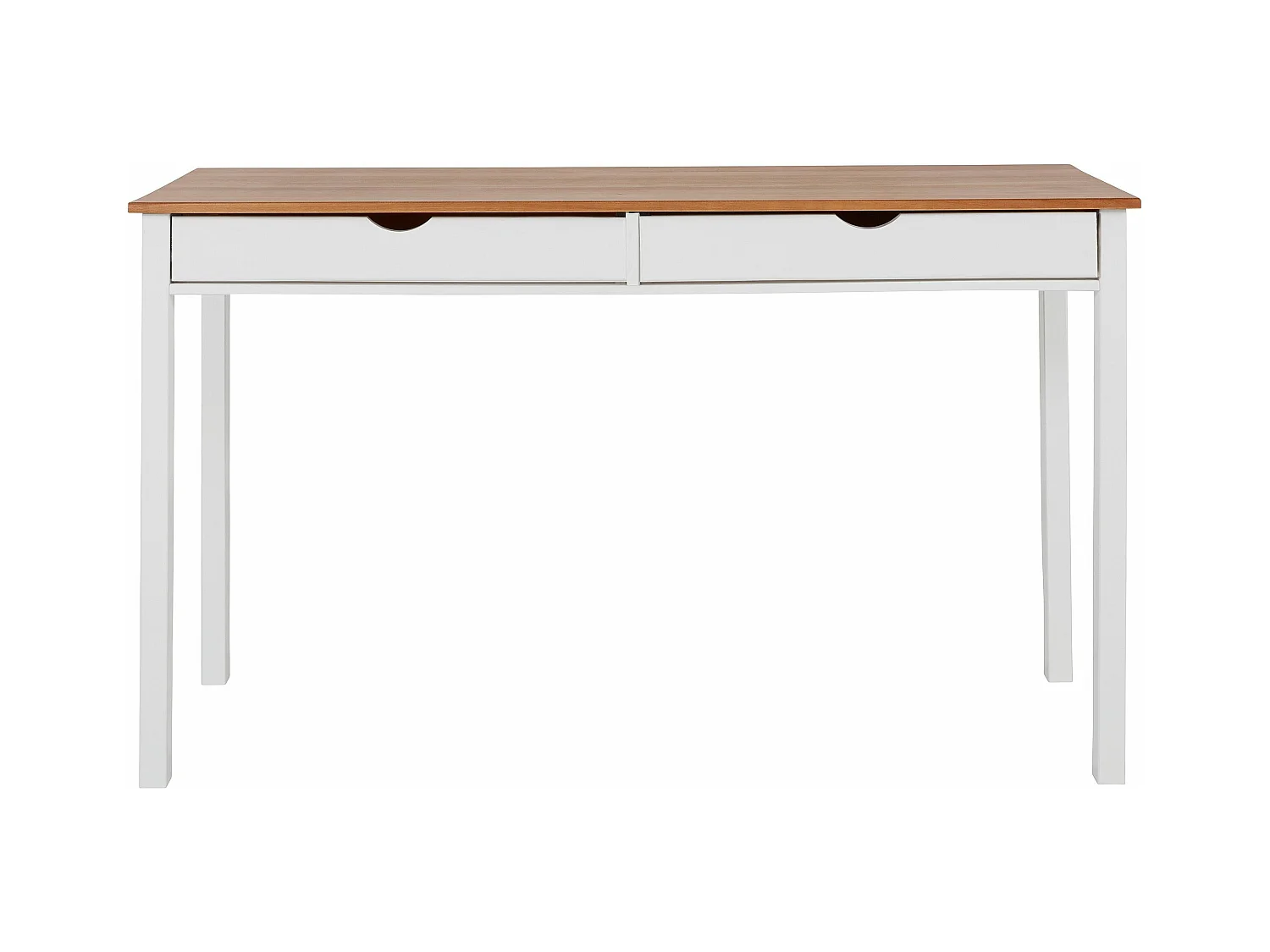 Gava | Secretária com 2 Gavetas em Pinho Branco e Nature