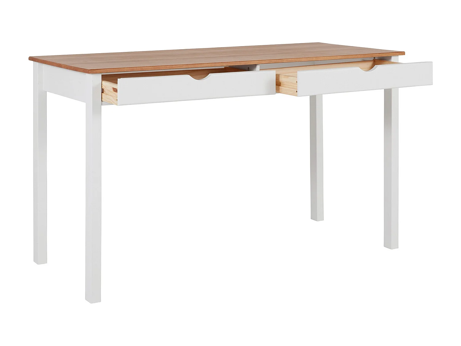 Gava | Bureau 2 tiroirs en pin blanc et nature