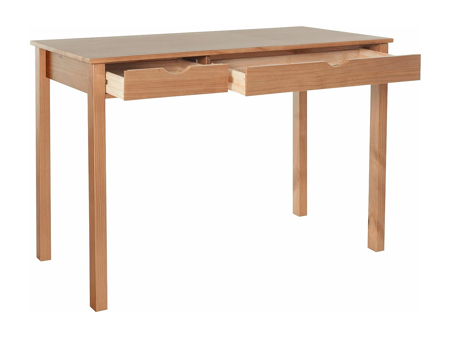 Secretária com 2 gavetas em pinho branco e pinho natural