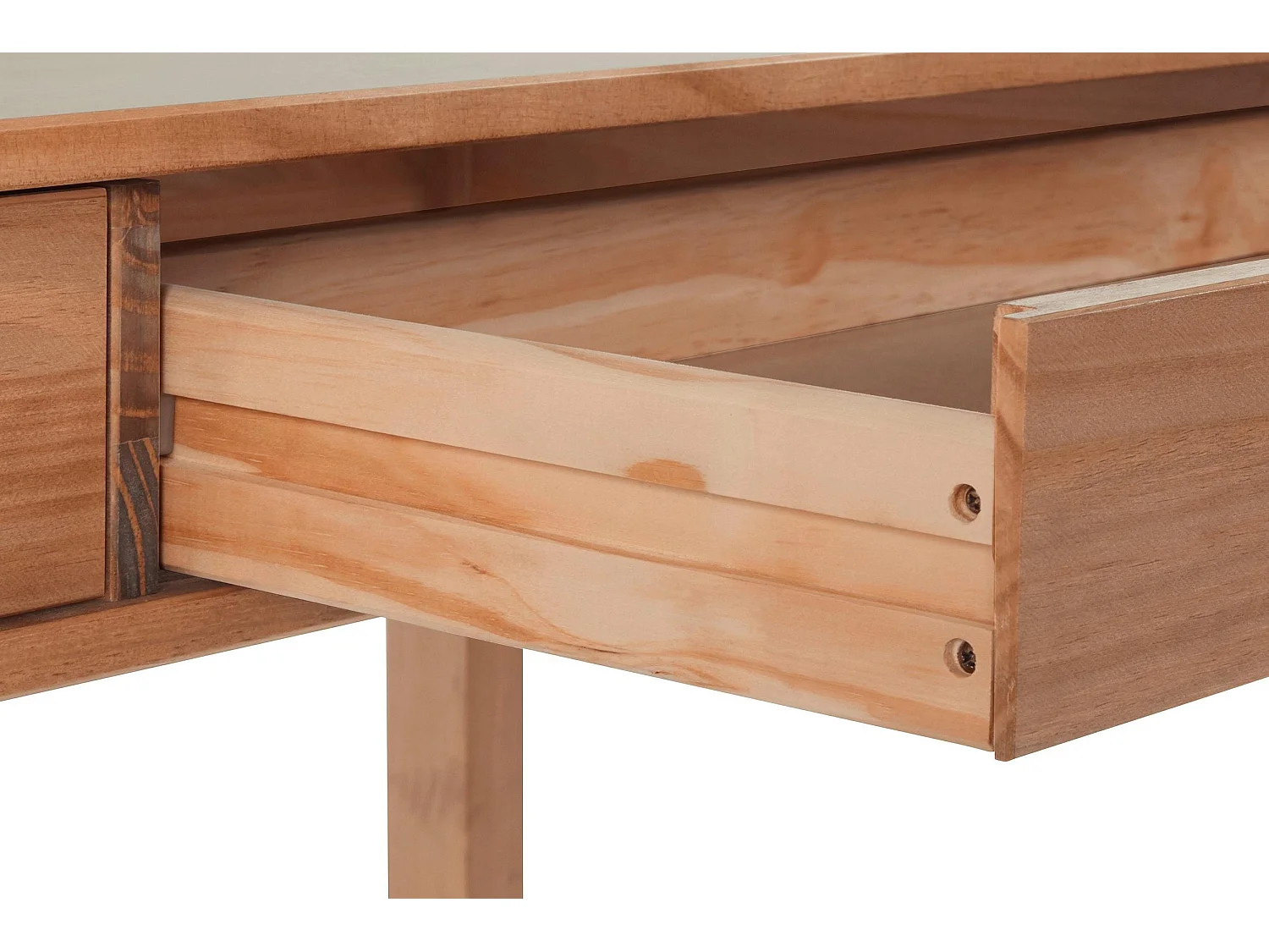 Secretária com 2 gavetas em pinho branco e pinho natural