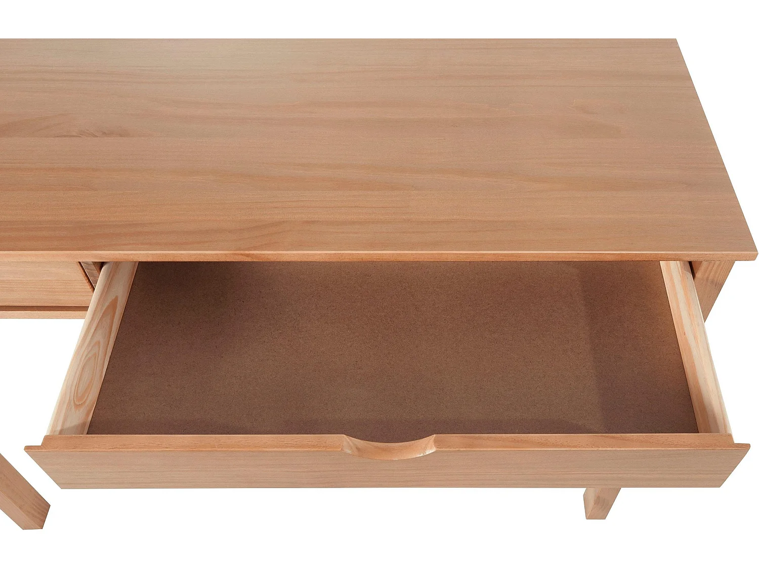 Secretária com 2 gavetas em pinho branco e pinho natural