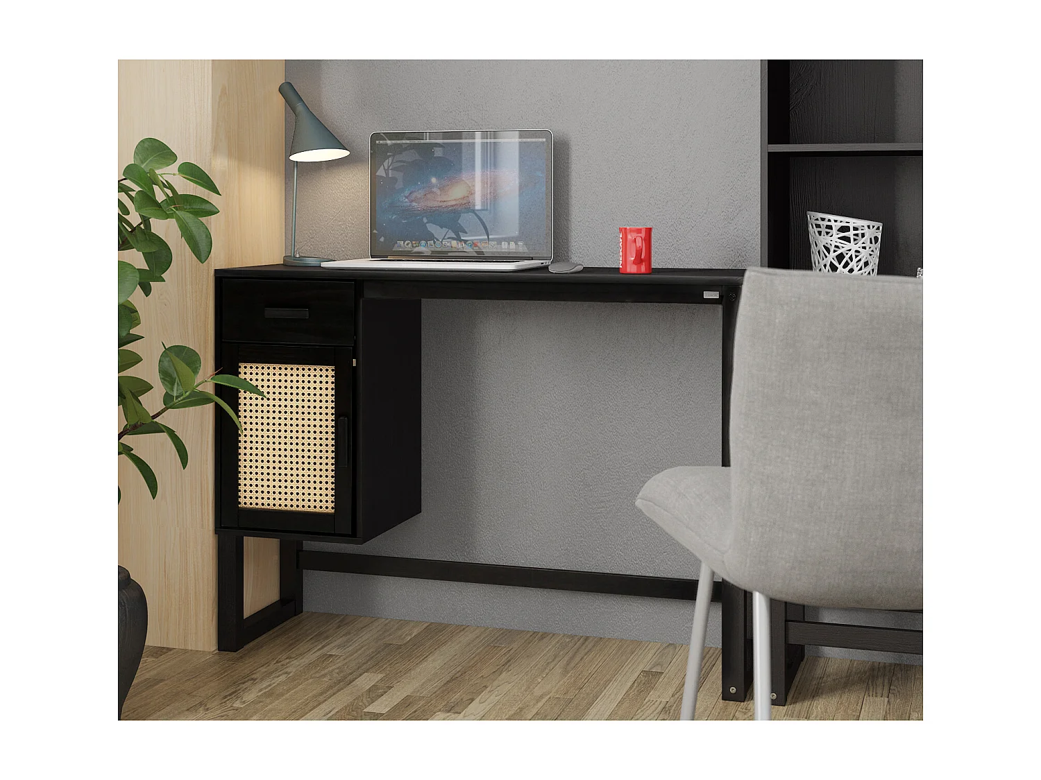 Selma-Vitrine met 1 lade en 2 deuren in Pine Grey en Stain Wax