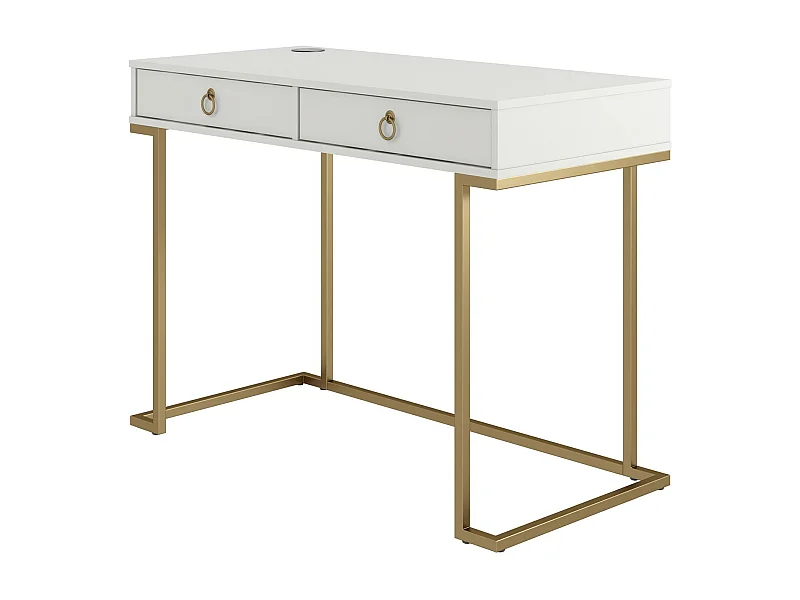 Camila | Bureau avec 2 tiroirs en mélaminé blanc