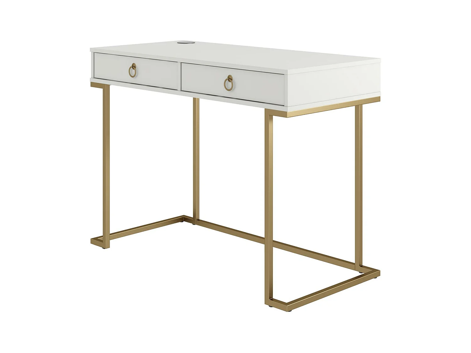 Camila | Bureau avec 2 tiroirs en mélaminé blanc