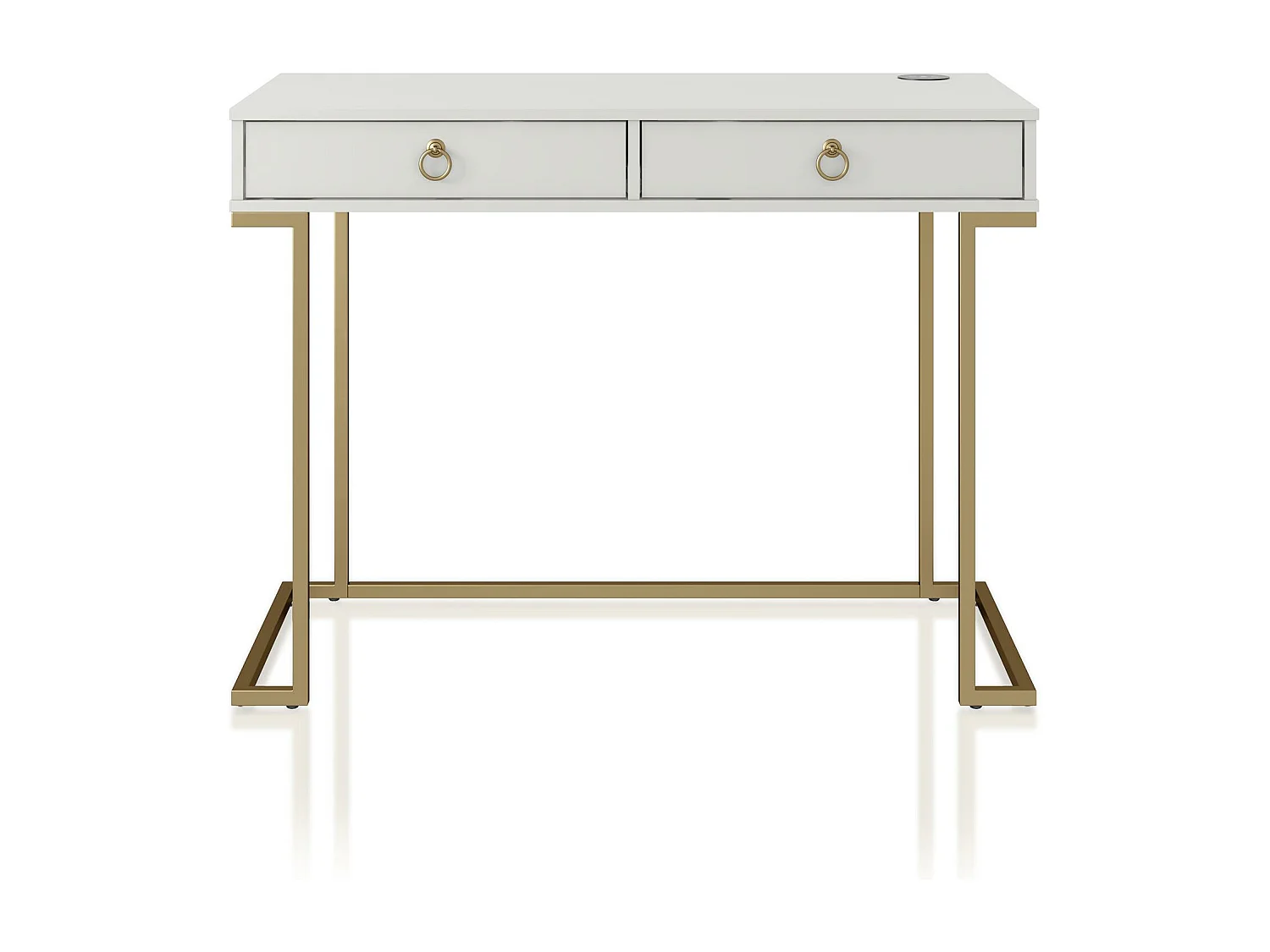 Camila | Bureau avec 2 tiroirs en mélaminé blanc