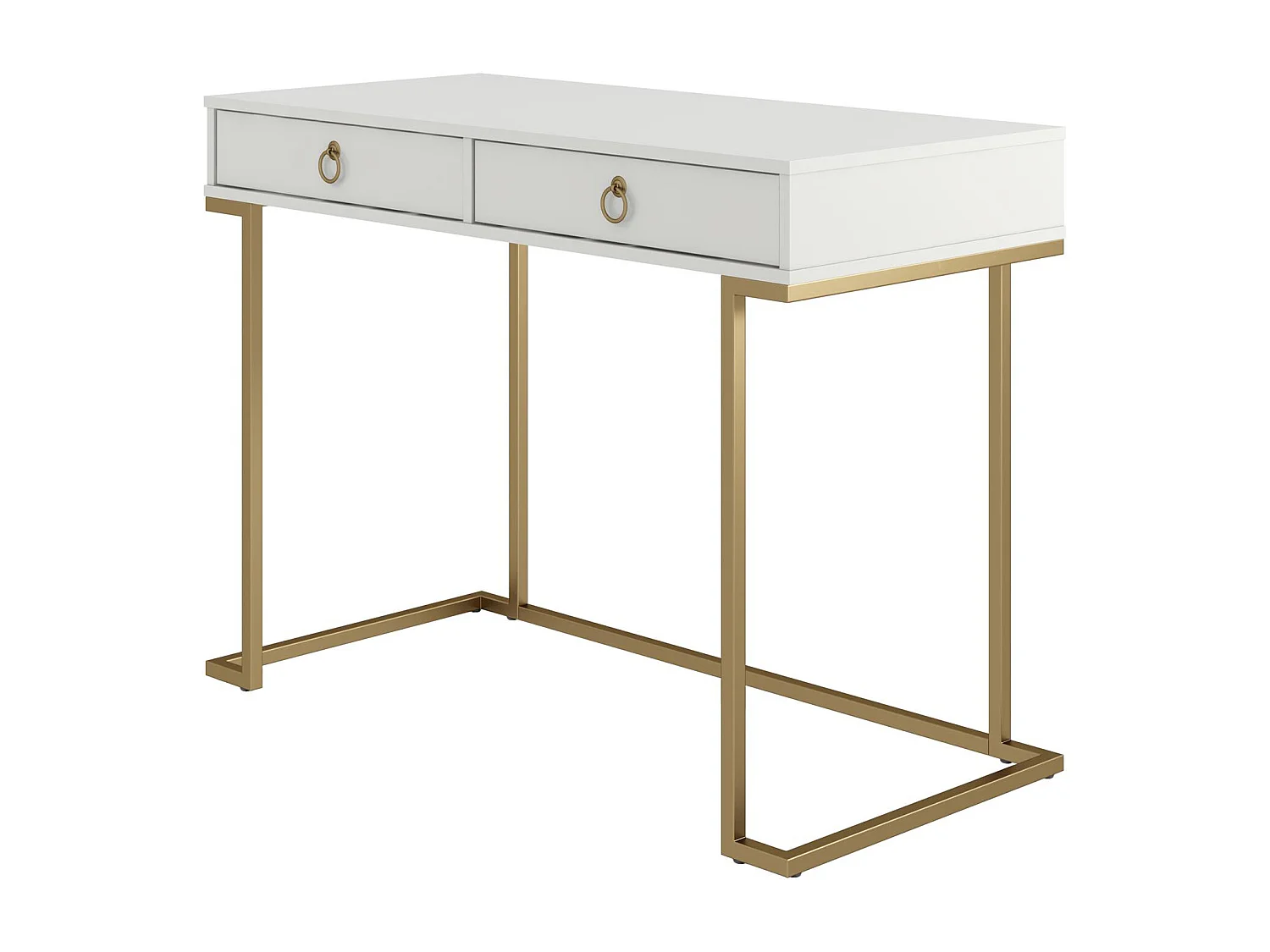 Camila | Bureau avec 2 tiroirs en mélaminé blanc