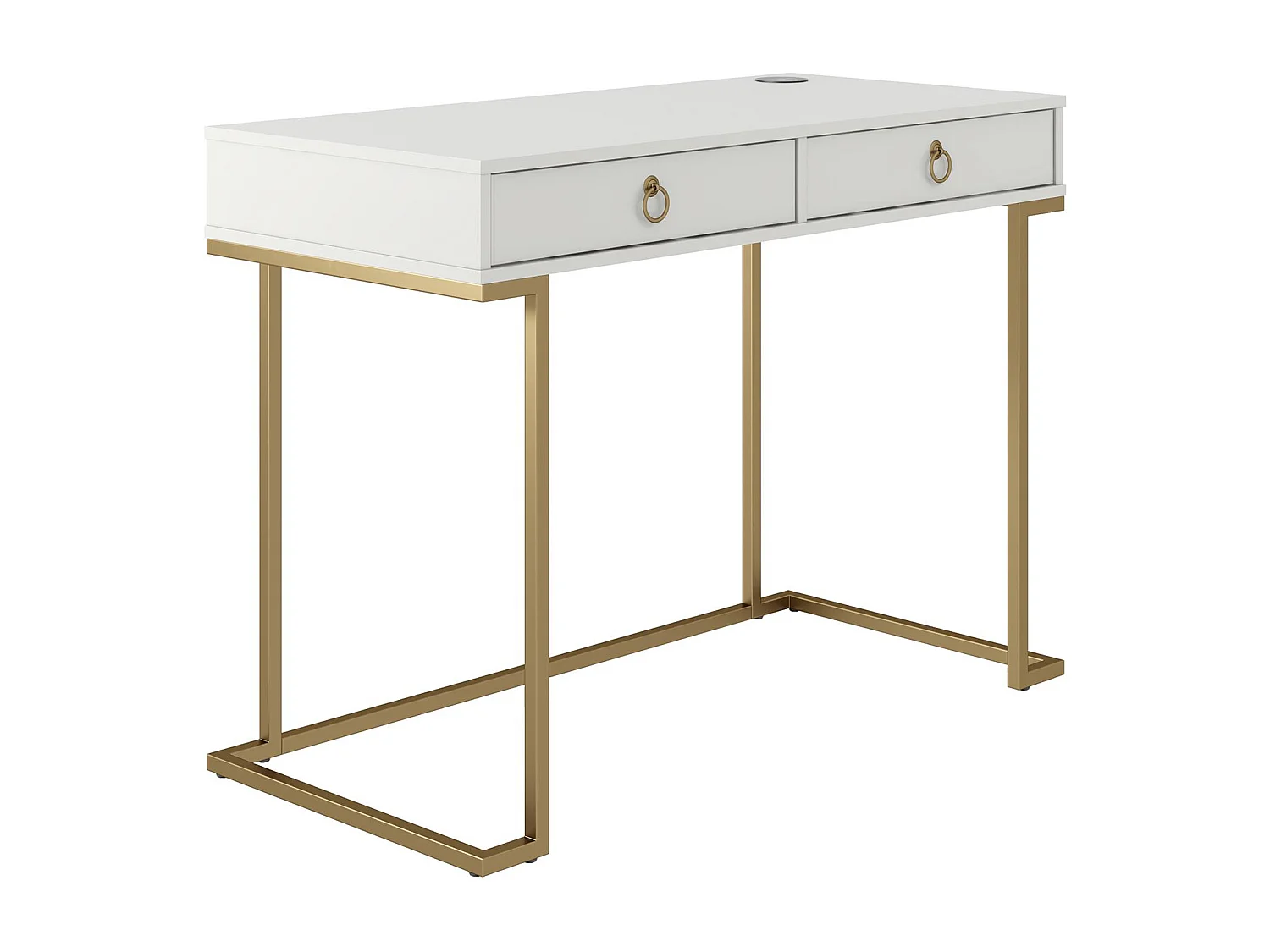 Camila | Bureau avec 2 tiroirs en mélaminé blanc