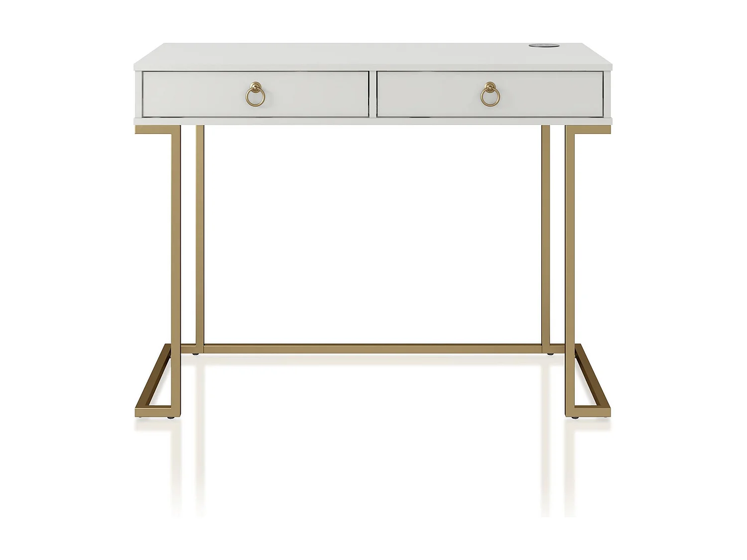 Camila | Bureau avec 2 tiroirs en mélaminé blanc