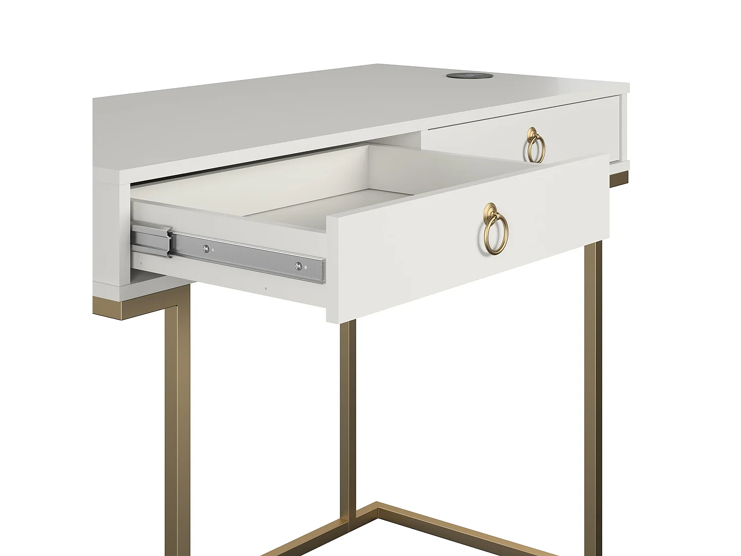 Camila | Bureau avec 2 tiroirs en mélaminé blanc