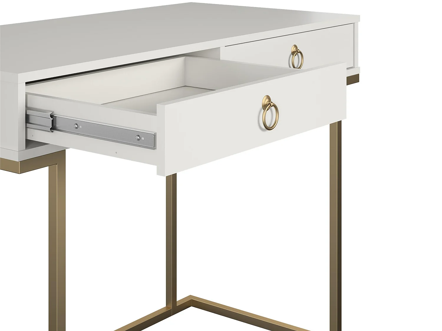 Camila | Bureau avec 2 tiroirs en mélaminé blanc