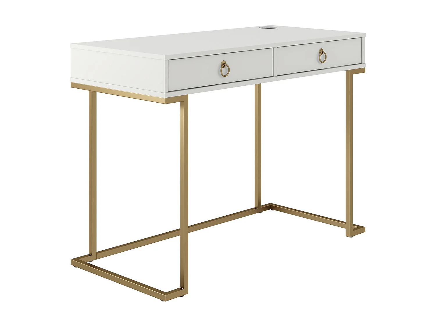 Camila | Bureau avec 2 tiroirs en mélaminé blanc