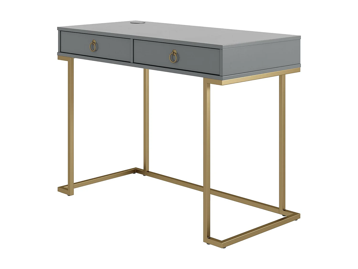 Schreibtisch mit 2 Schubladen aus MDF in Graphitgrau