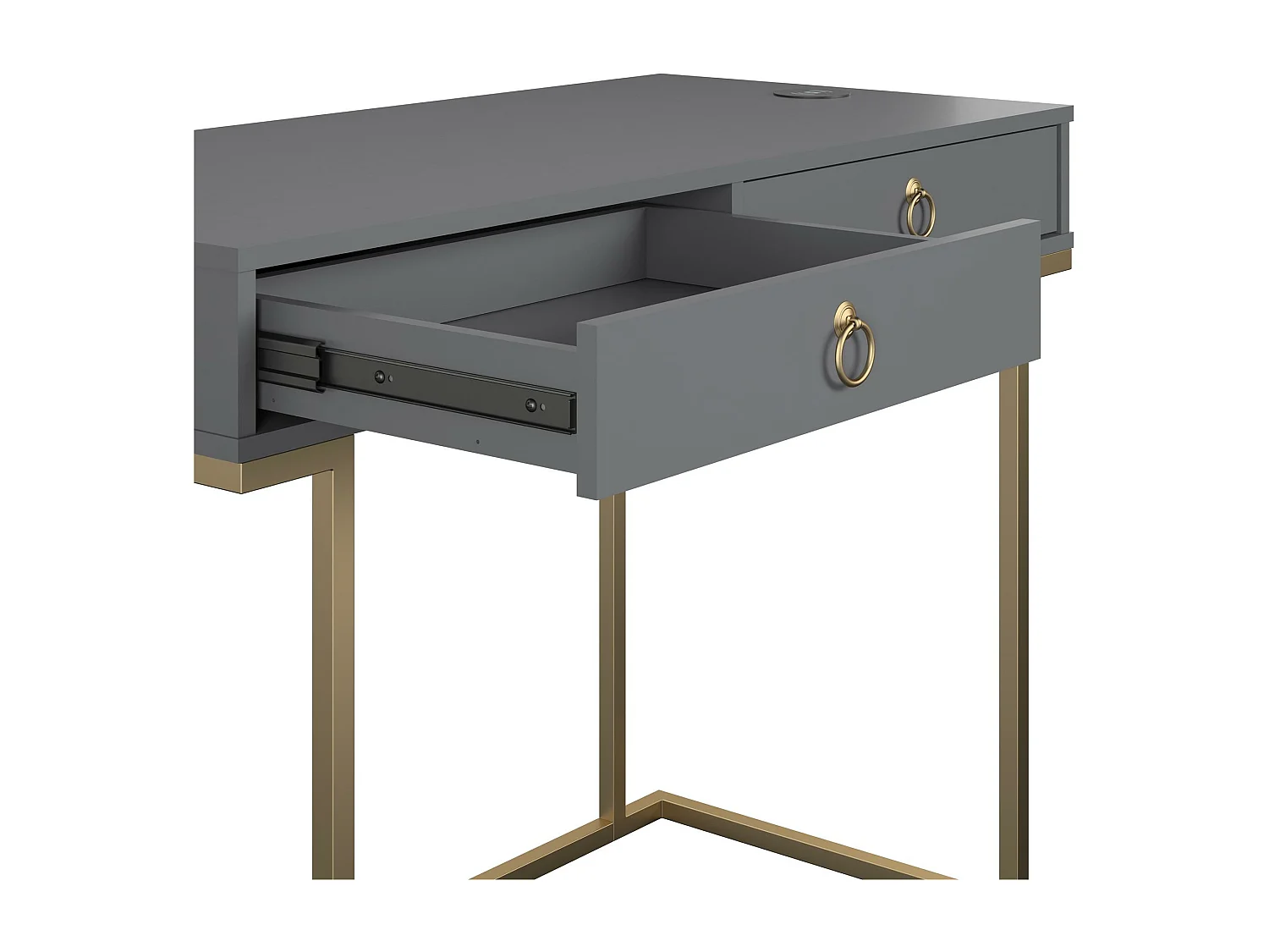 Schreibtisch mit 2 Schubladen aus MDF in Graphitgrau