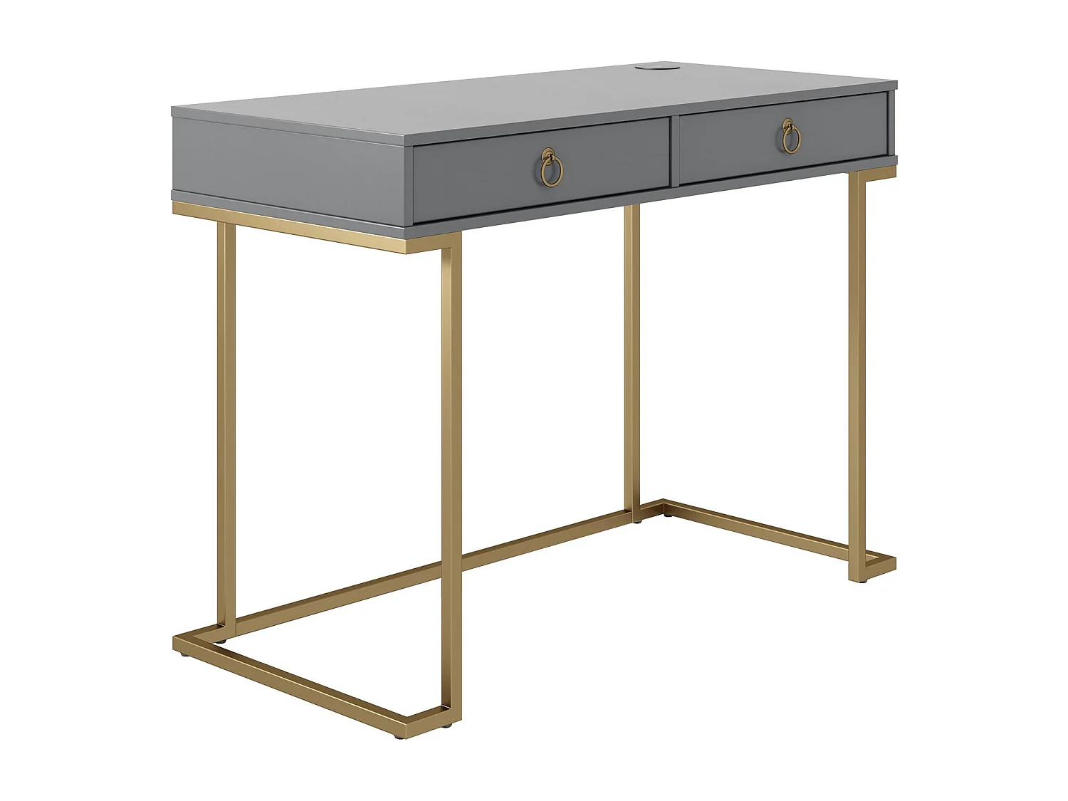 Schreibtisch mit 2 Schubladen aus MDF in Graphitgrau