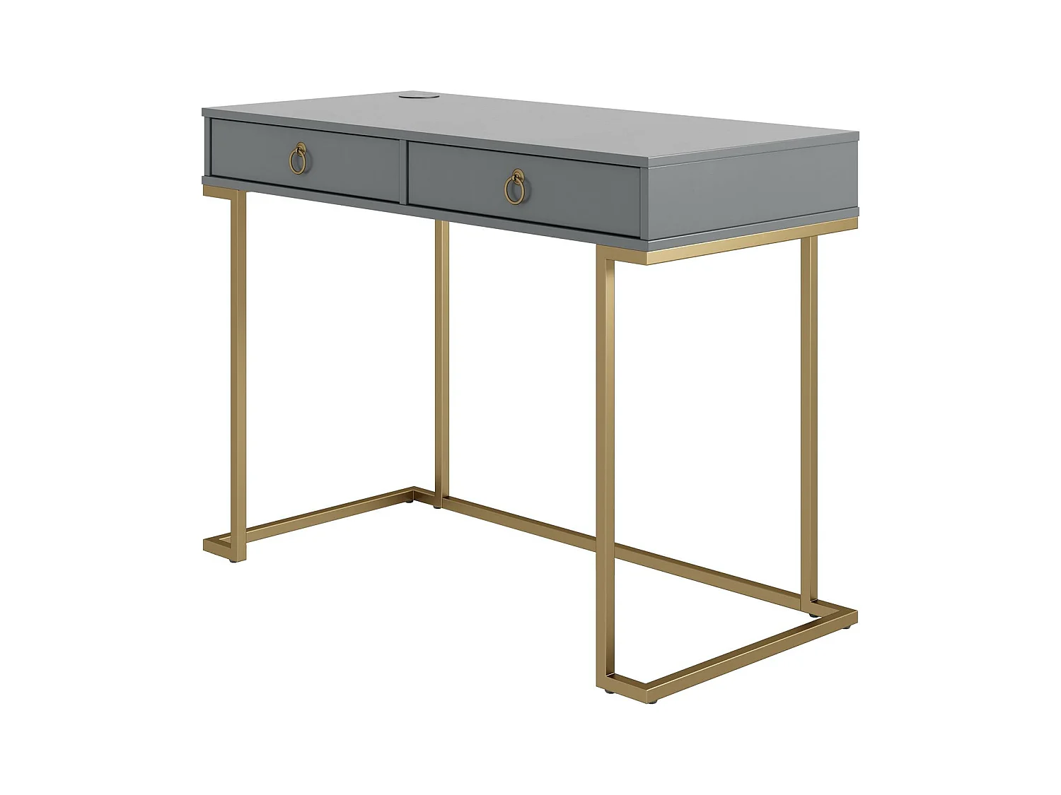 Camila | Bureau avec 2 tiroirs en mélaminé gris