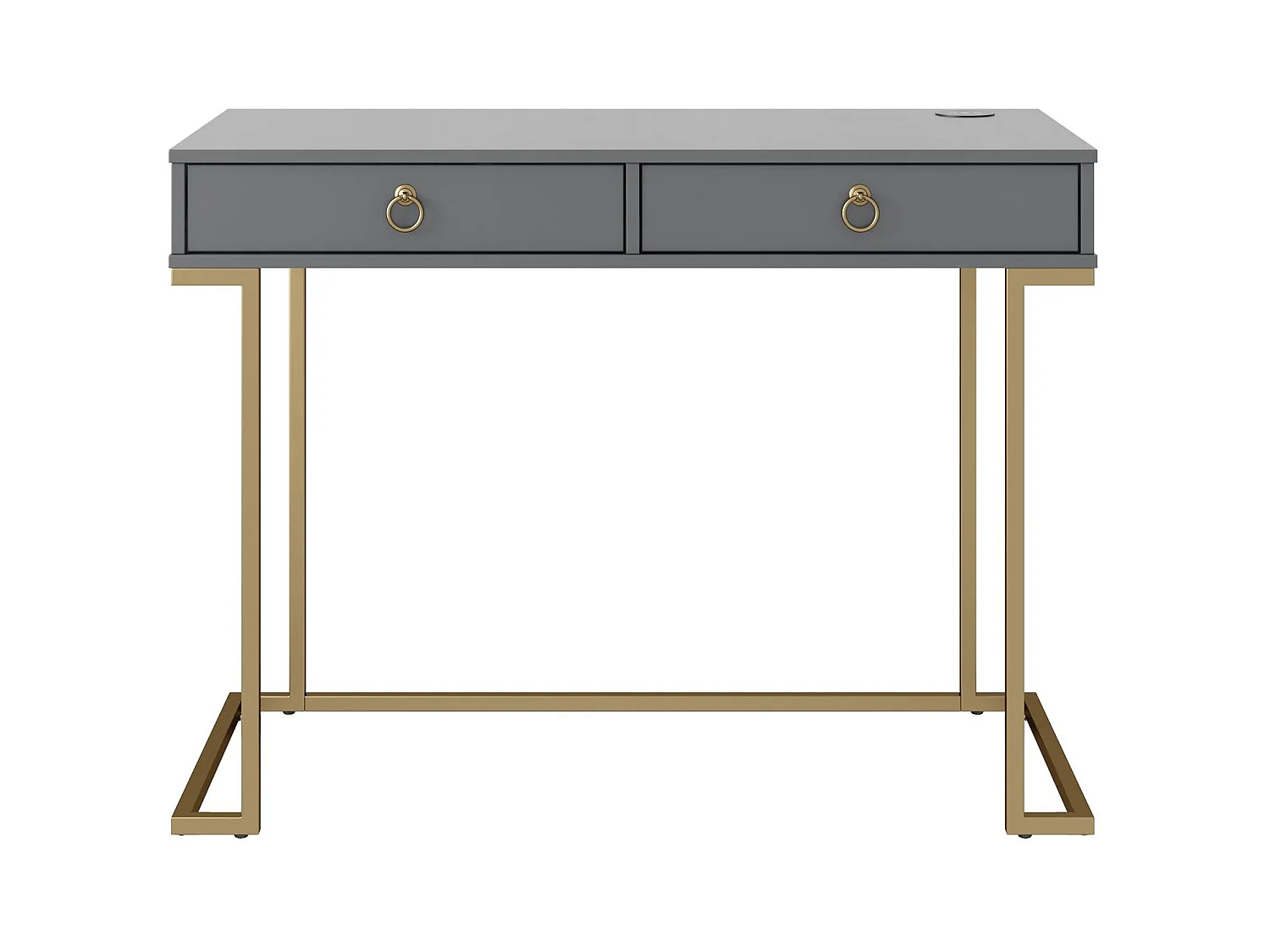 Camila | Bureau avec 2 tiroirs en mélaminé gris