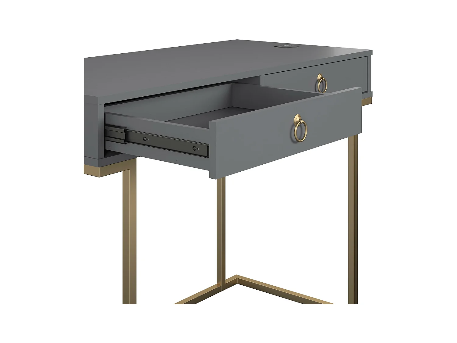 Camila | Bureau avec 2 tiroirs en mélaminé gris
