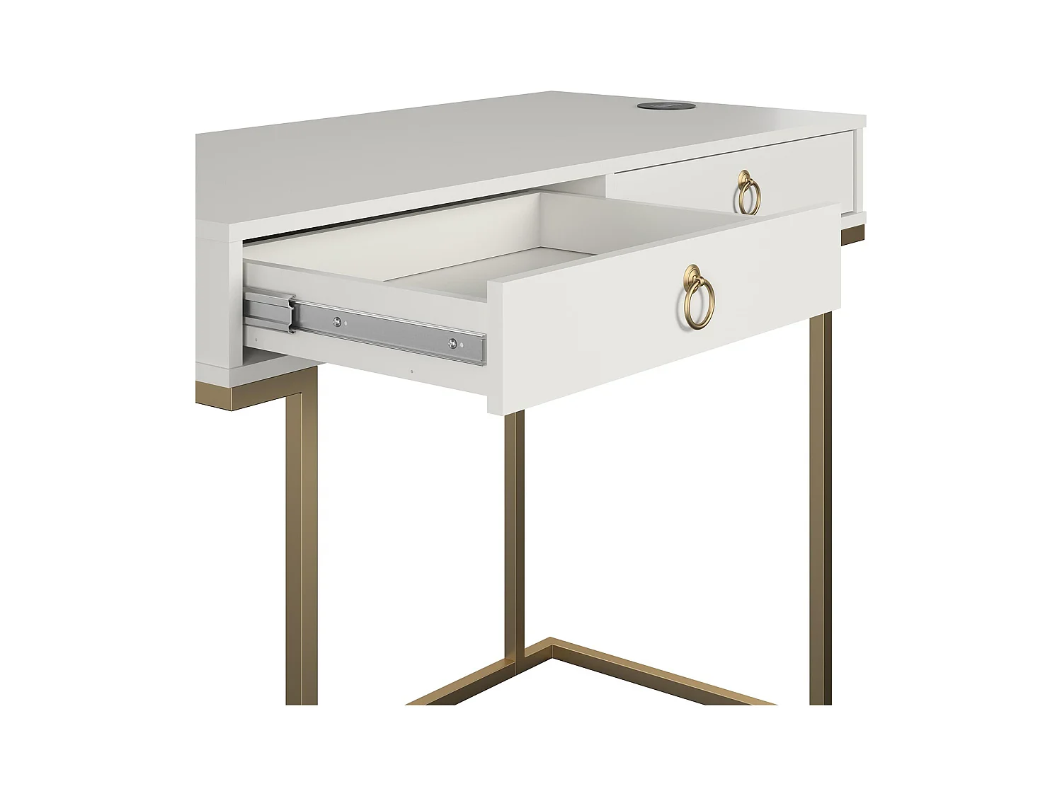 Camila | Bureau avec 2 tiroirs en mélaminé gris