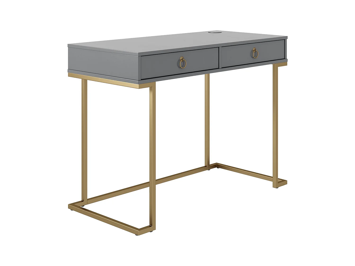 Camila | Bureau avec 2 tiroirs en mélaminé gris