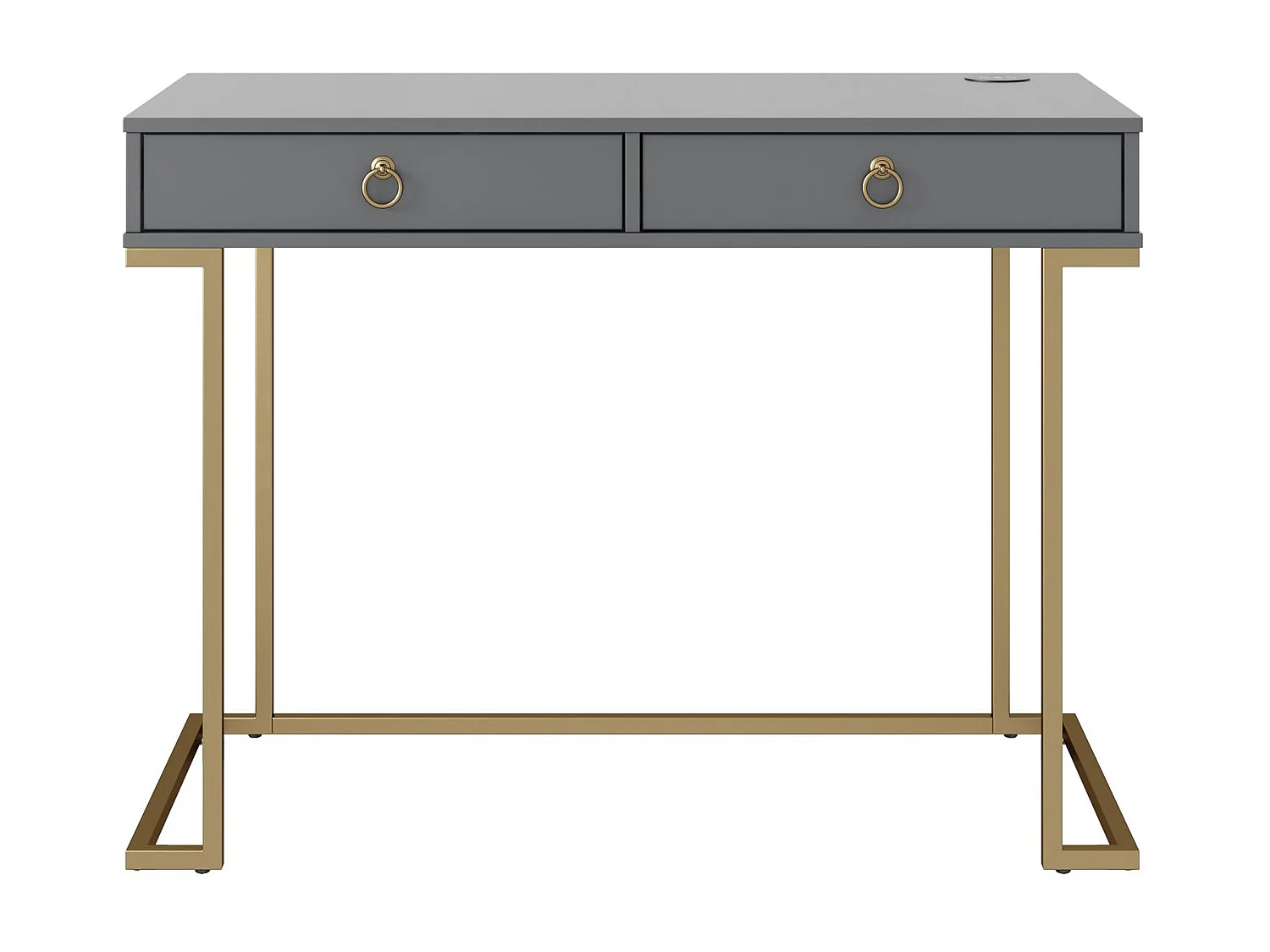 Camila | Bureau avec 2 tiroirs en mélaminé gris