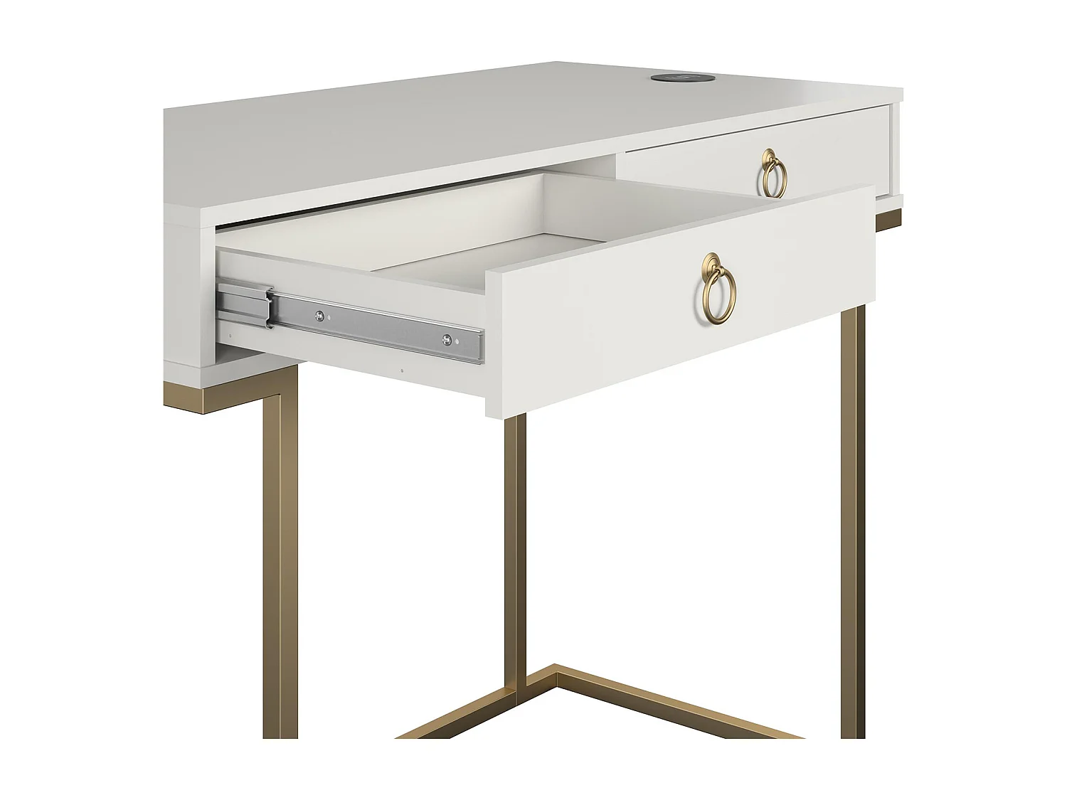 Camila | Bureau avec 2 tiroirs en mélaminé gris