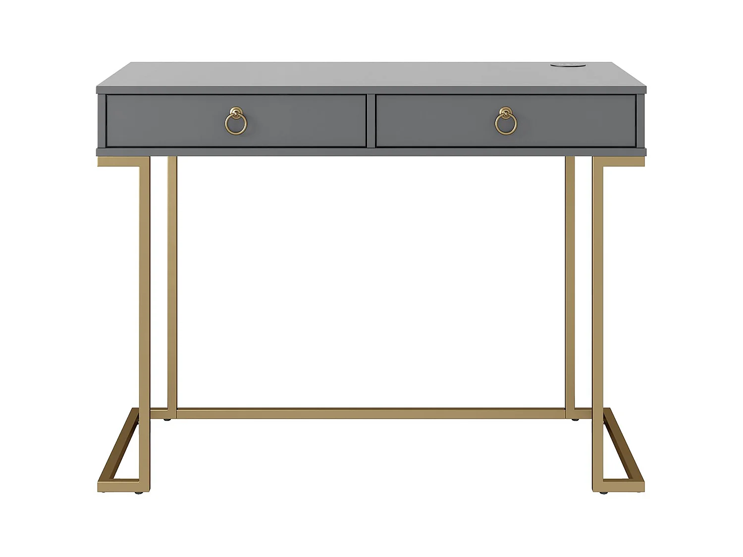 Camila | Bureau avec 2 tiroirs en mélaminé gris