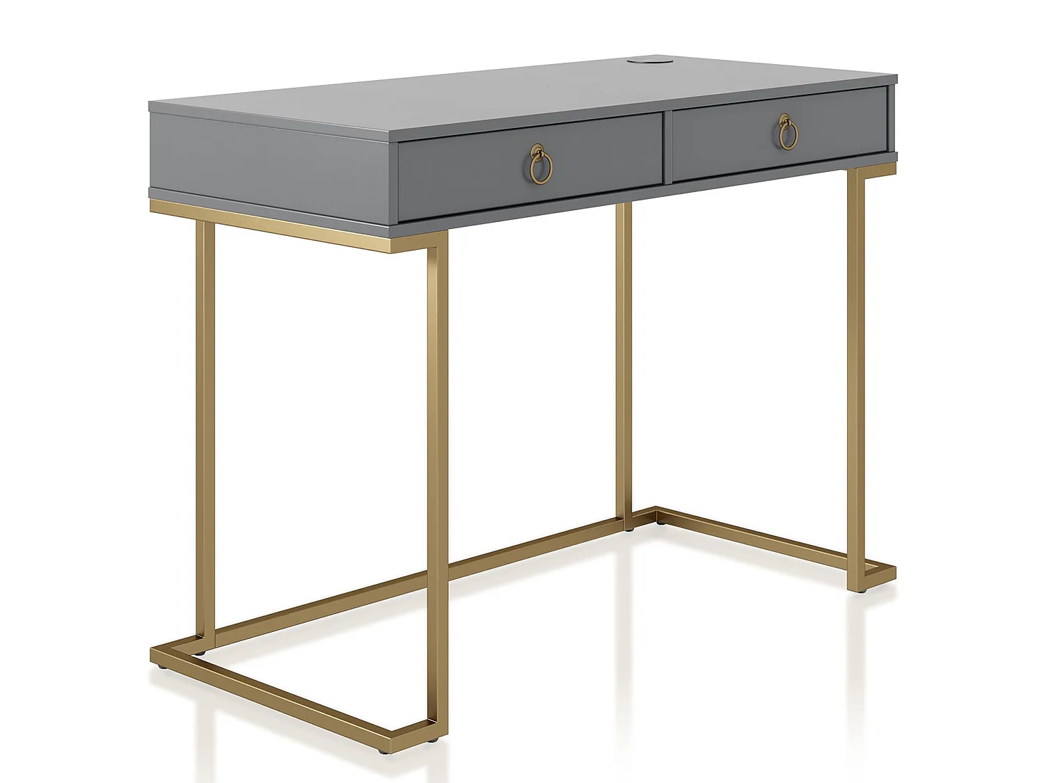 Camila | Bureau avec 2 tiroirs en mélaminé gris