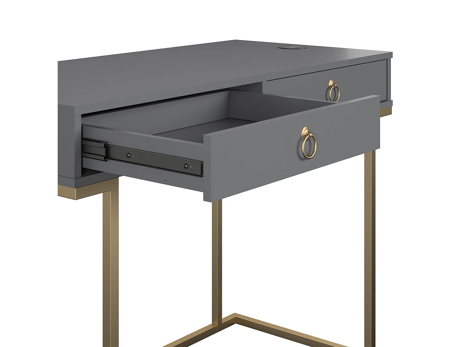 Camila | Bureau avec 2 tiroirs en mélaminé gris