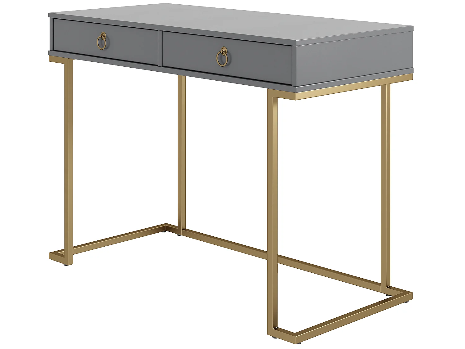 Camila | Bureau avec 2 tiroirs en mélaminé gris
