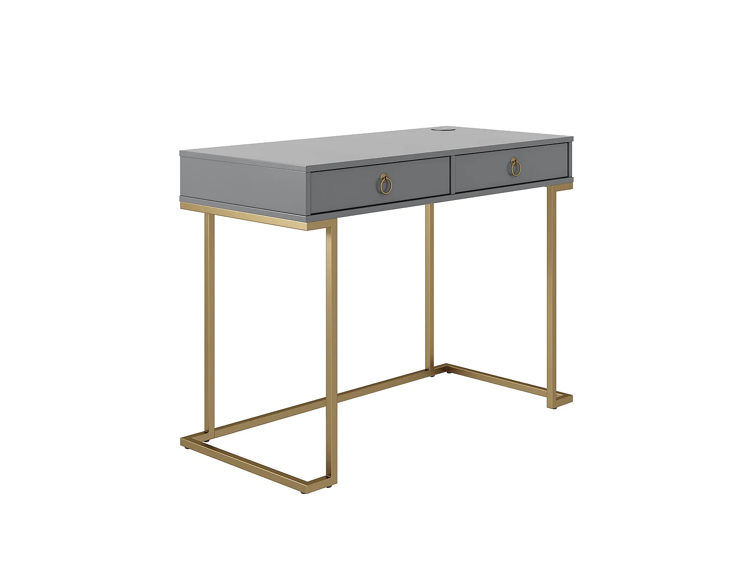 Camila | Bureau avec 2 tiroirs en mélaminé gris