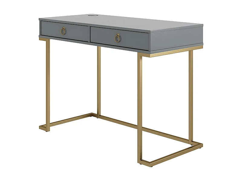 Camila | Bureau avec 2 tiroirs en mélaminé gris
