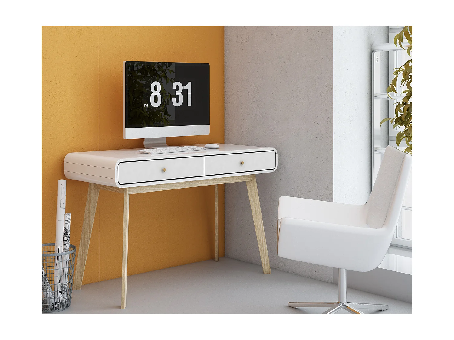 Mesa de computador com tampo elevável em MDF verde