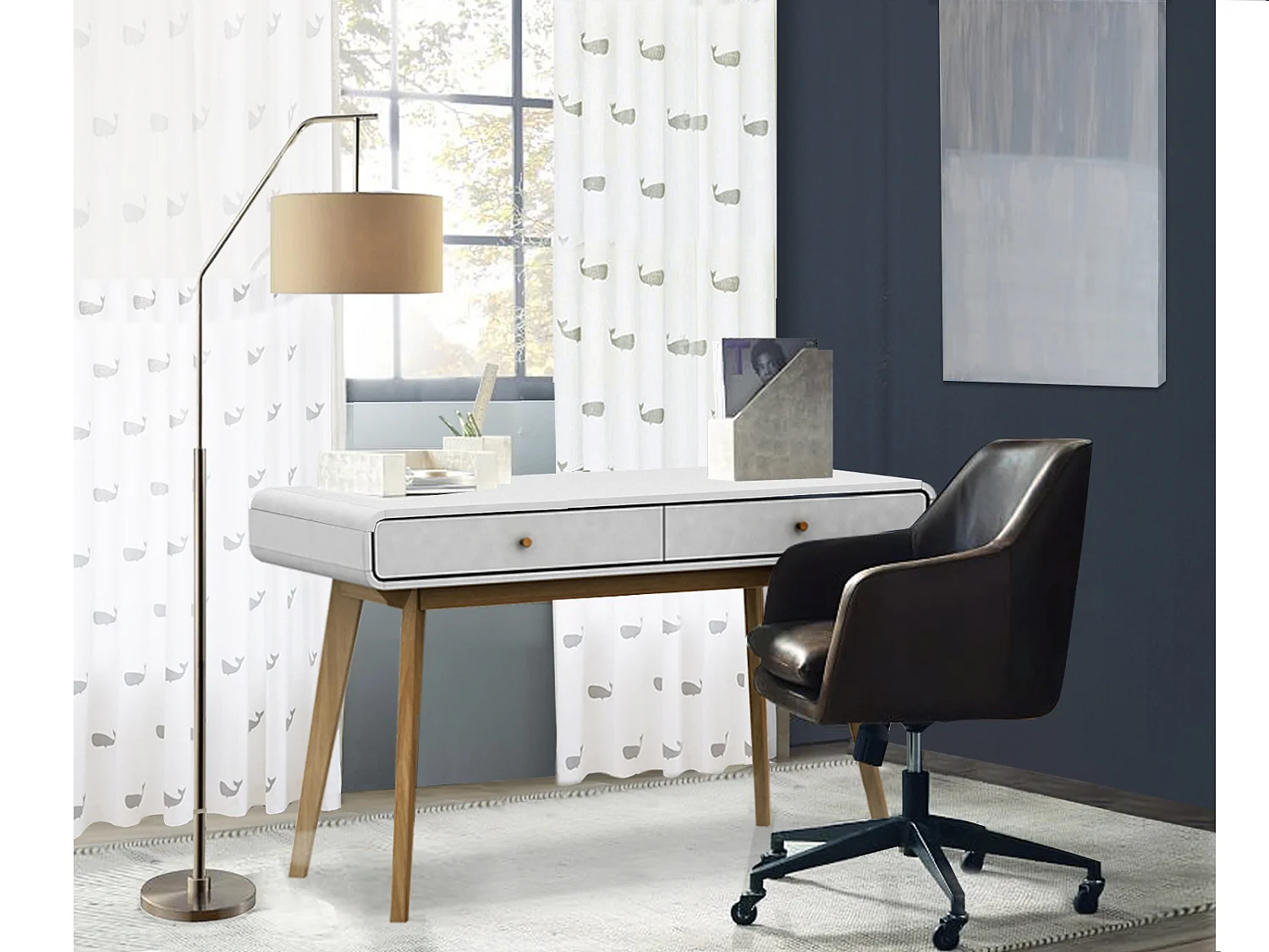 Mesa de computador com tampo elevável em MDF verde