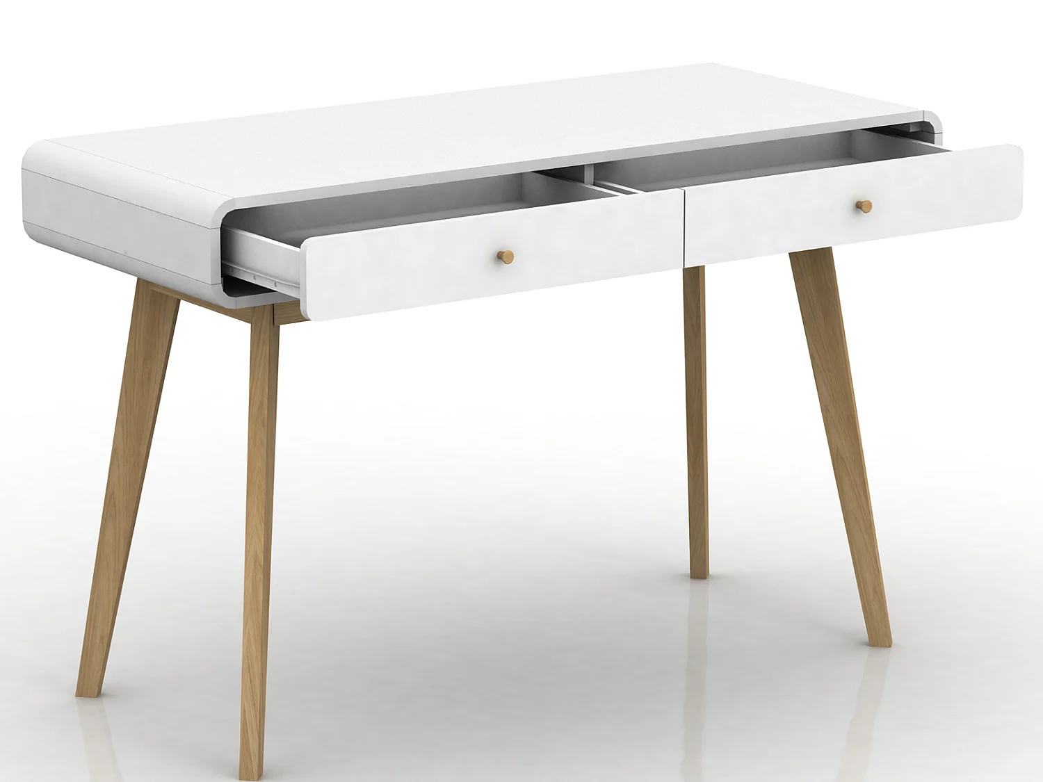 Cassie | Bureau avec 2 tiroirs en mélaminé blanc