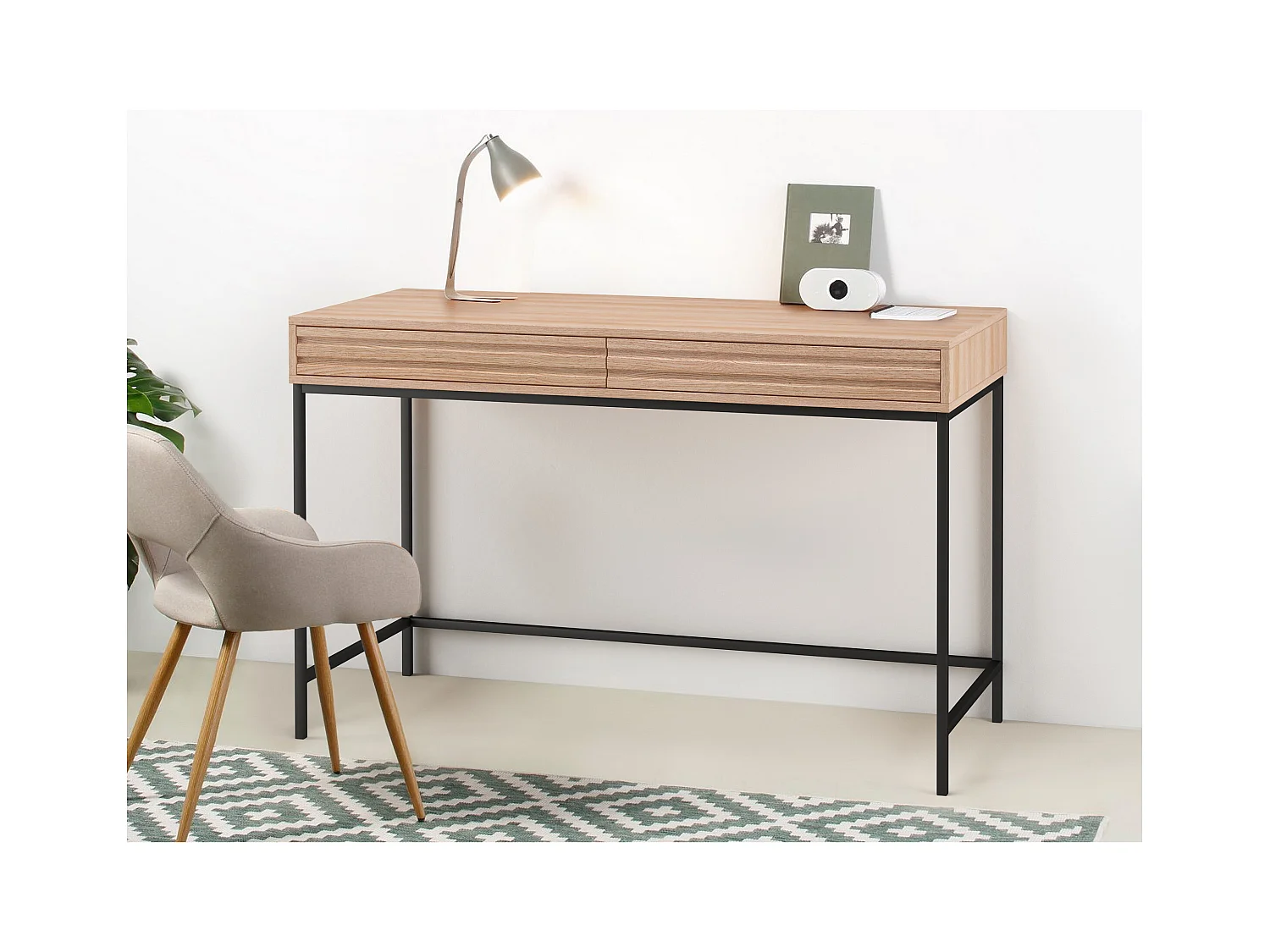 Celine | Bureau avec 2 tiroirs en effet chêne