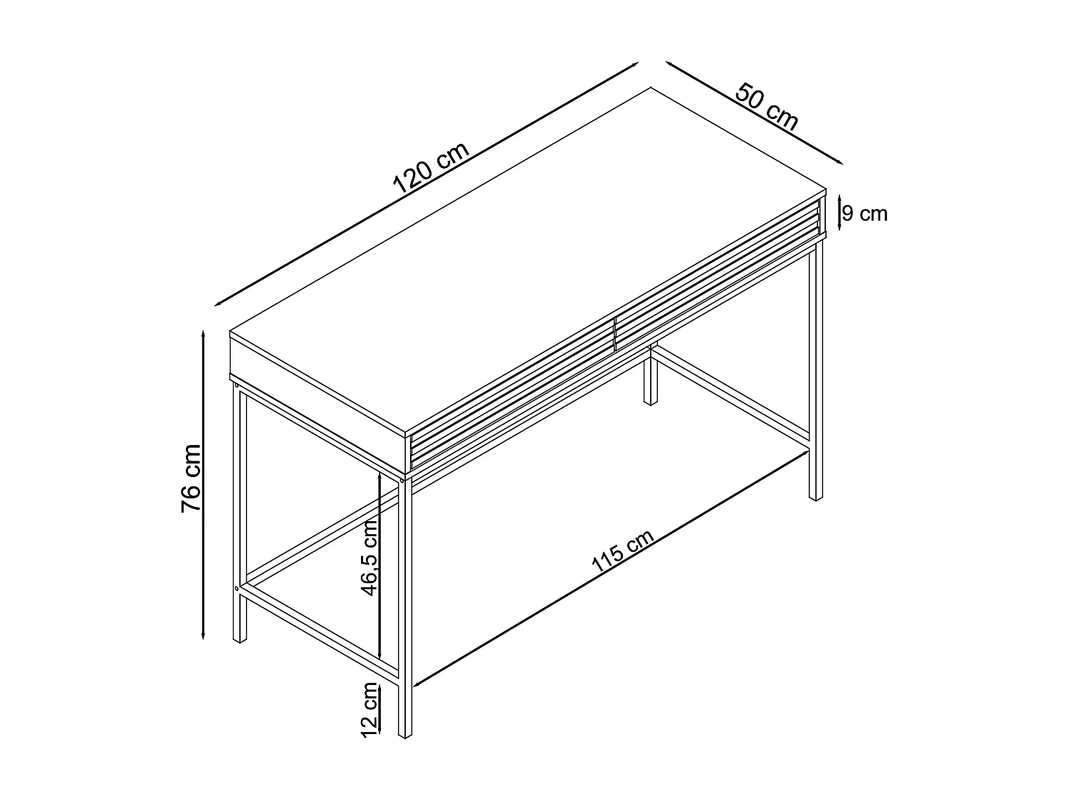 Celine | Bureau avec 2 tiroirs en effet chêne