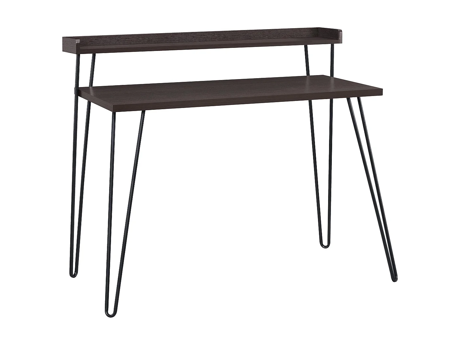 Haven | Bureau d'ordinateur avec étagère en aspect noyer Espresso