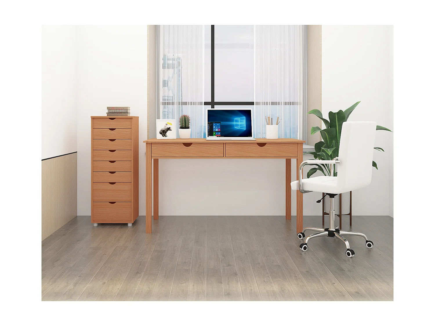 Gava | Bureau avec 2 tiroirs en pin nature