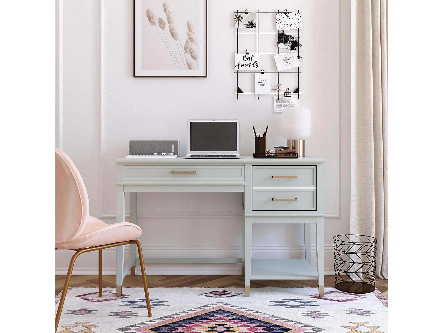 Westerleigh | Bureau d'ordinateur avec plateau relevable en MDF vert