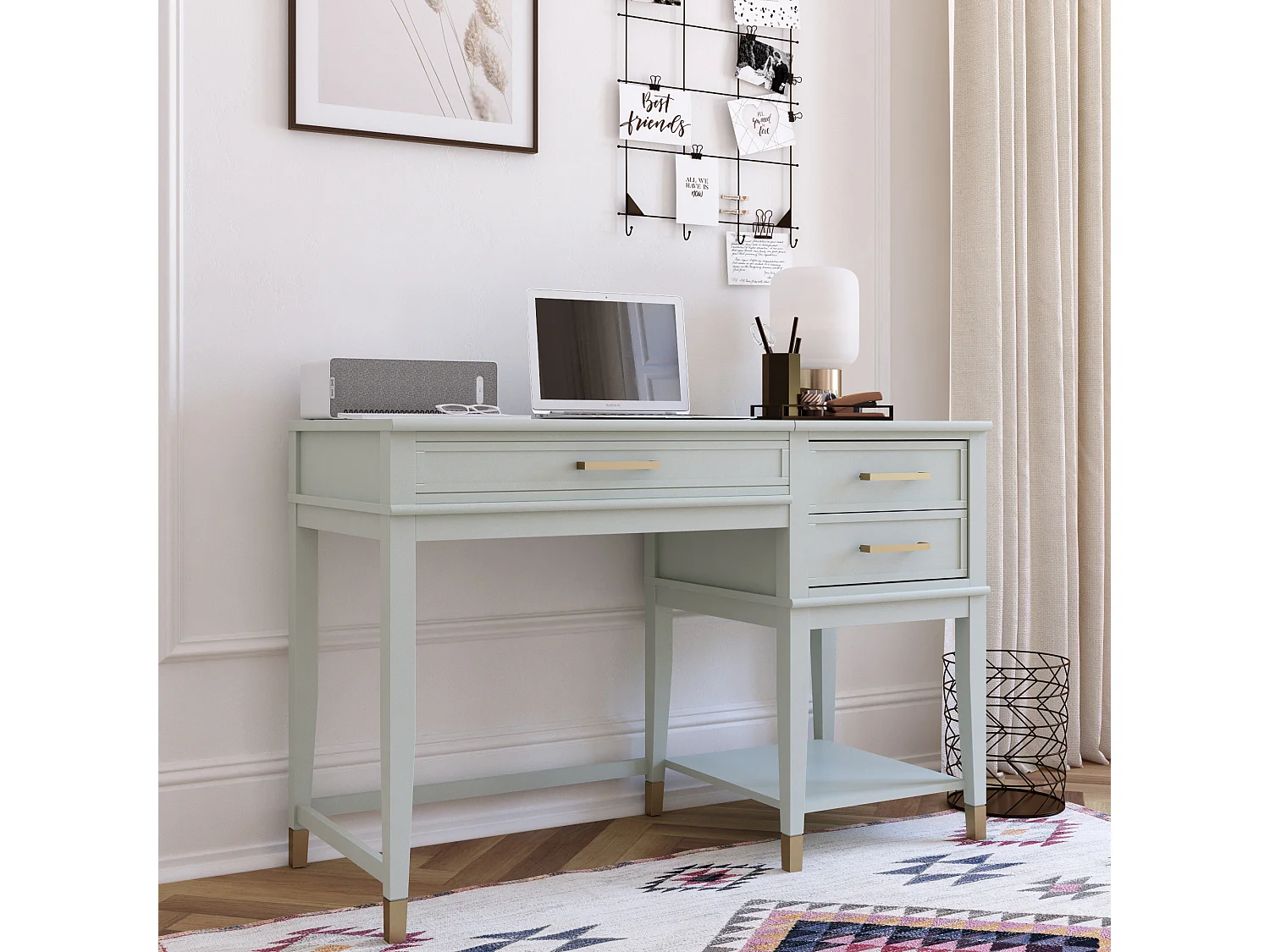 Westerleigh | Bureau d'ordinateur avec plateau relevable en MDF vert