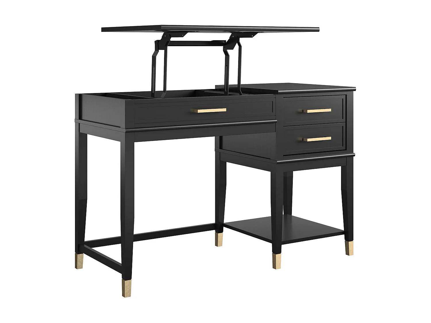 Escritorio para ordenador con tapa elevable en MDF negro