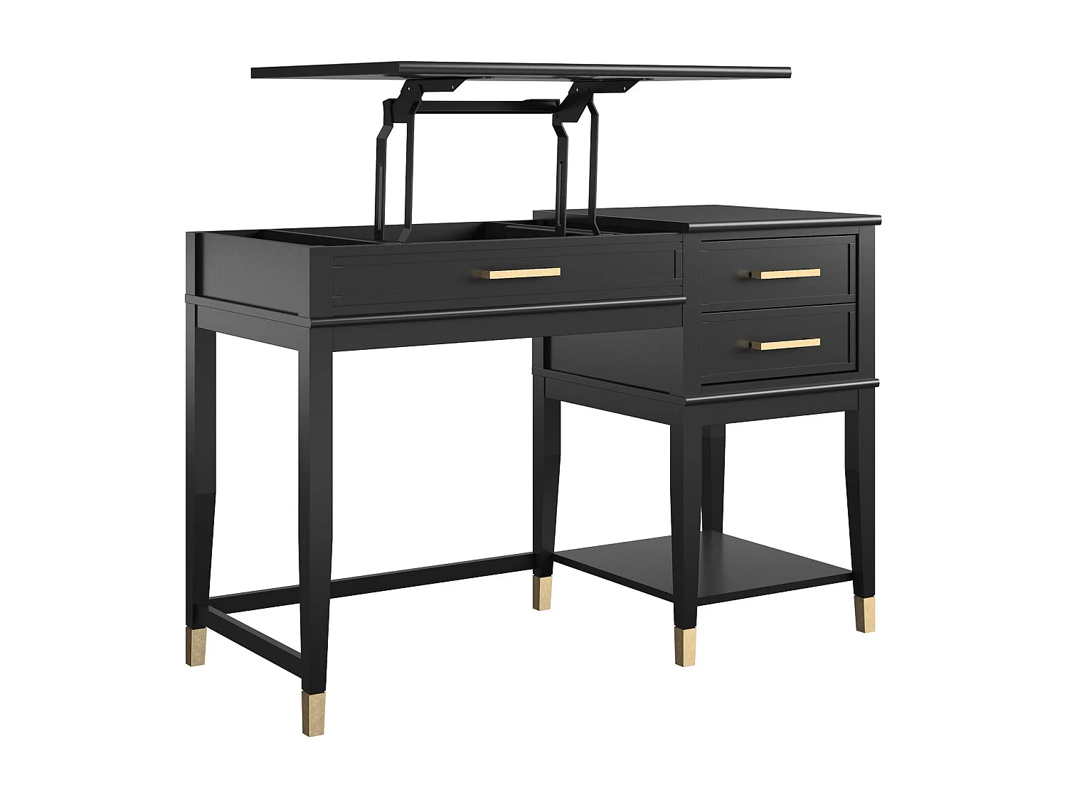 Escritorio para ordenador con tapa elevable en MDF negro