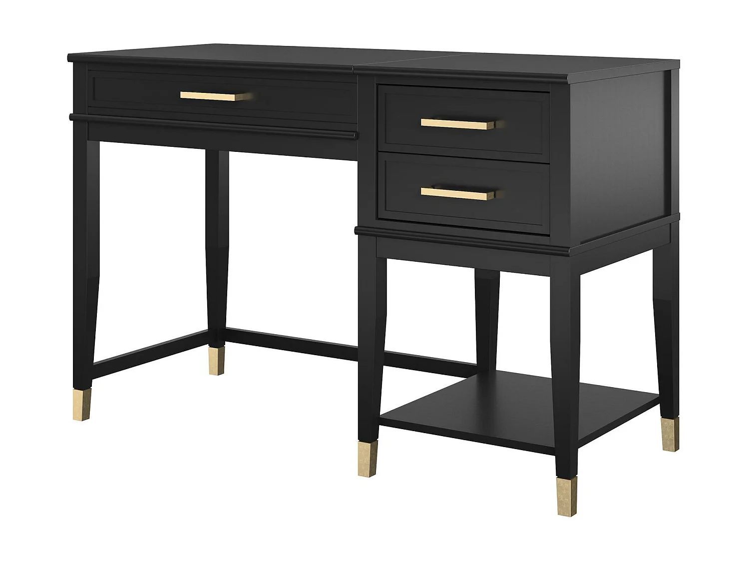 Westerleigh | Bureau d'ordinateur avec plateau relevable en MDF noir