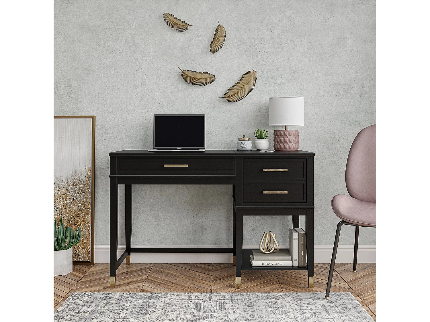 Westerleigh | Bureau d'ordinateur avec plateau relevable en MDF noir
