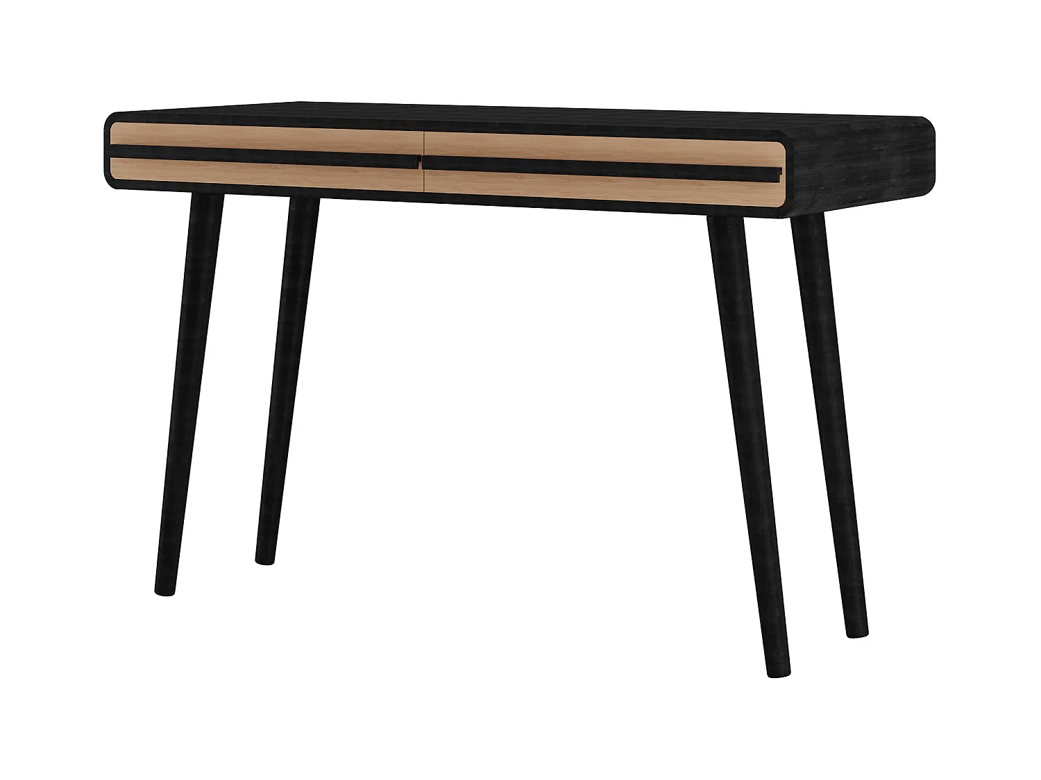 Chantal | Bureau à 2 tiroirs en effet bois noir